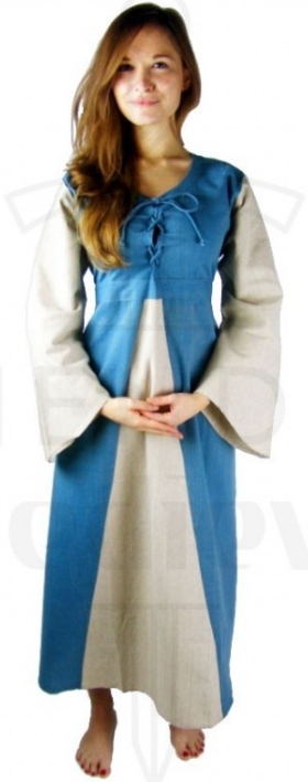 Vestido medieval algodón azul claro