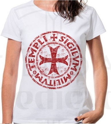 Camiseta Mujer Blanca Cruz Templarios manga corta