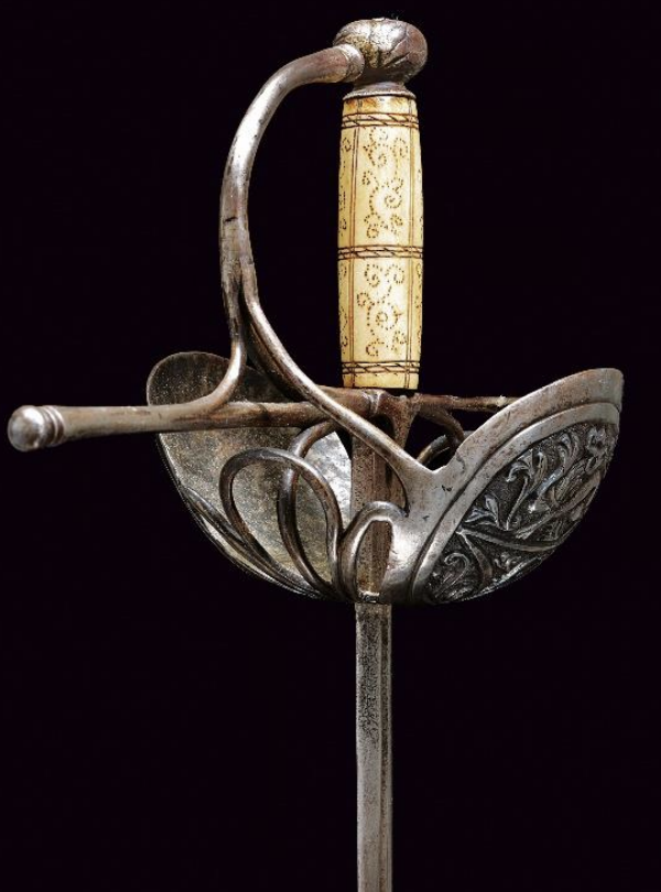 Vista guarda Espada de Conchas, puño hueso, Tomás de Ayala (siglo XVII)