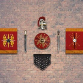 Panoplia Armas Legiones Romanas. Estandartes, Escudo, Gladius, Casco Y Cingulum