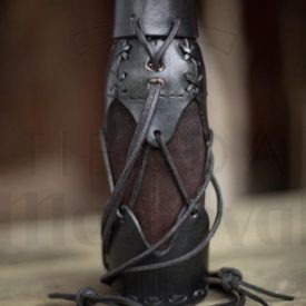 Porta Botellas Medieval En Cuero Con Cordones