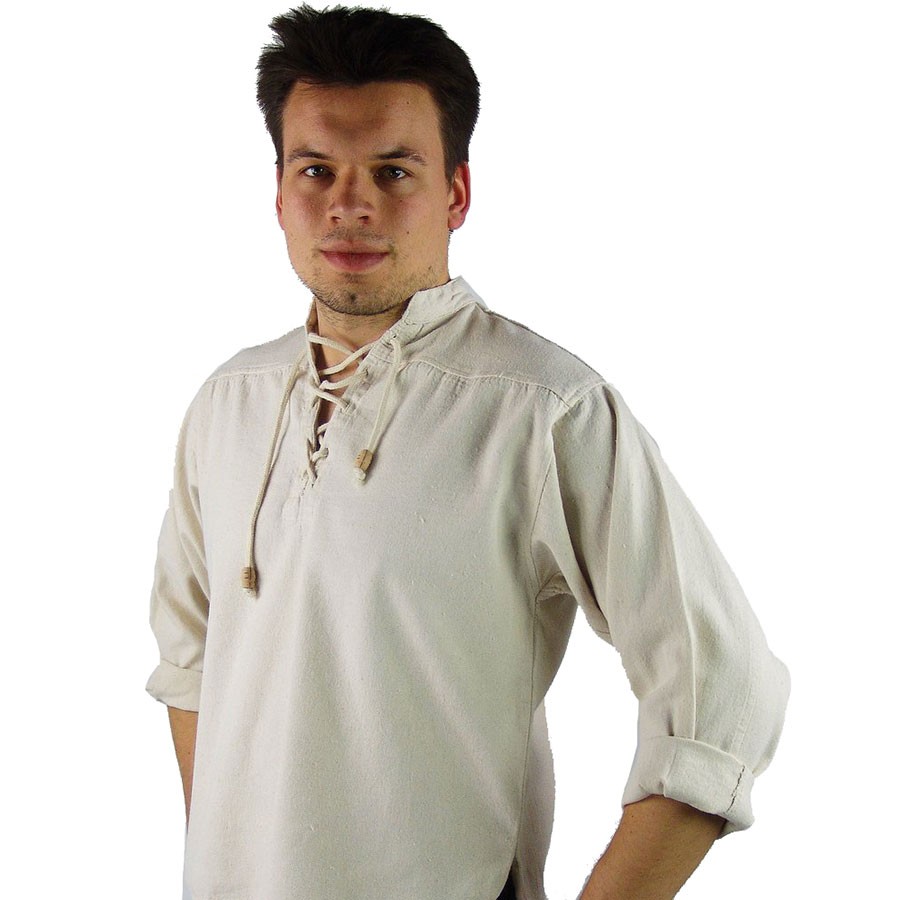 Camisa medieval cordones modelo Ansbert color blanco natural 1737879793