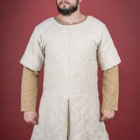 Gambesón medieval de manga corta, color natural