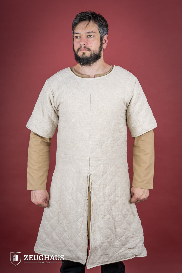 Gambeson medieval de manga corta color natural 1737903986