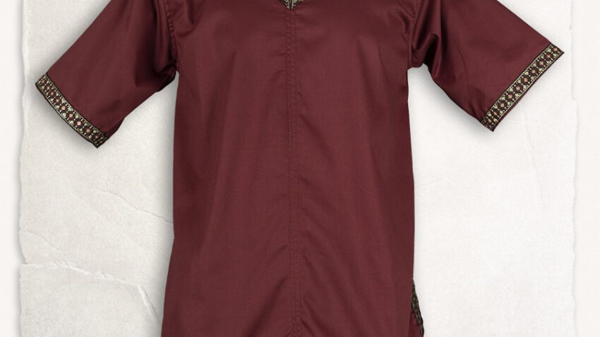 Túnica medieval manga corta modelo Sigbert, burdeos