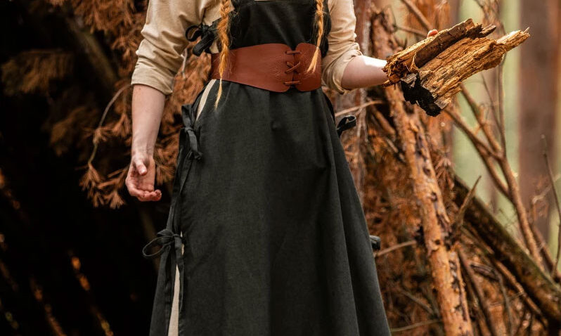 Túnica medieval para mujer Hildegard, verde