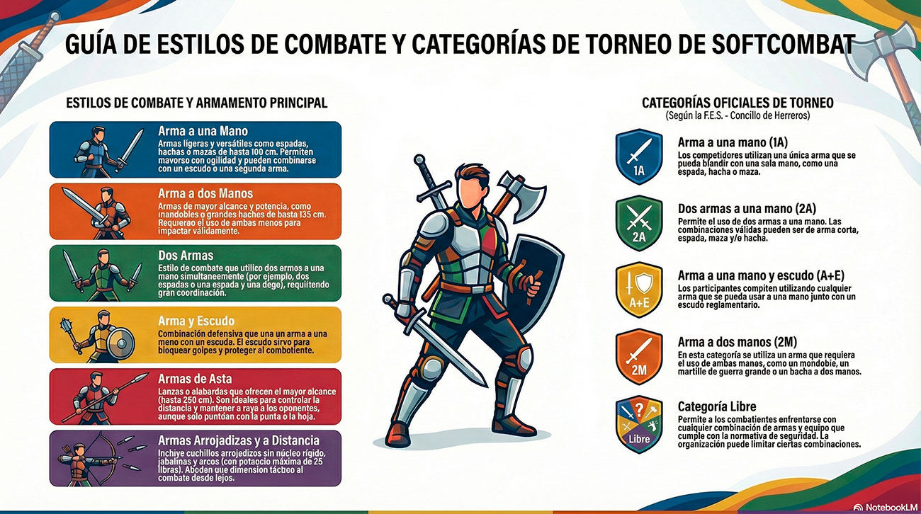 Forja tu Destino: La Guía Definitiva para Elegir tus Armas de Softcombat 18 estilos categorias softcombat