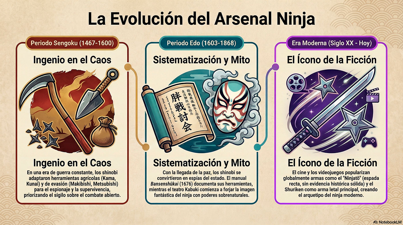 El Arsenal del Silencio: Armas Secretas del Ninja en la Era Sengoku 2 evolucion cronologia ninja